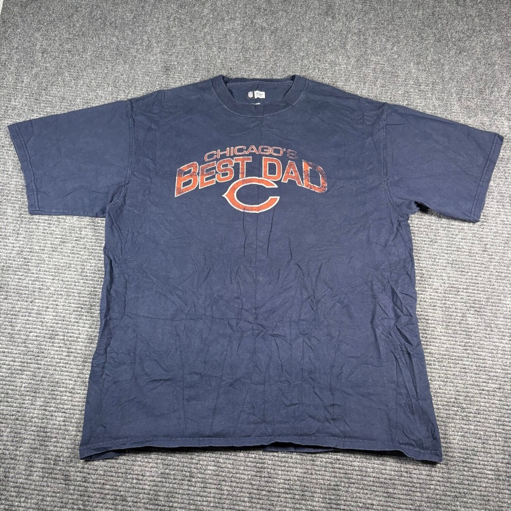 NFL Team Apparel Chicago Bears T-Shirt Mens XL Blue Excellent Best Dad Graphic